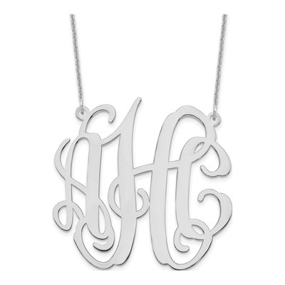 14K White Gold Large Monogram Necklace