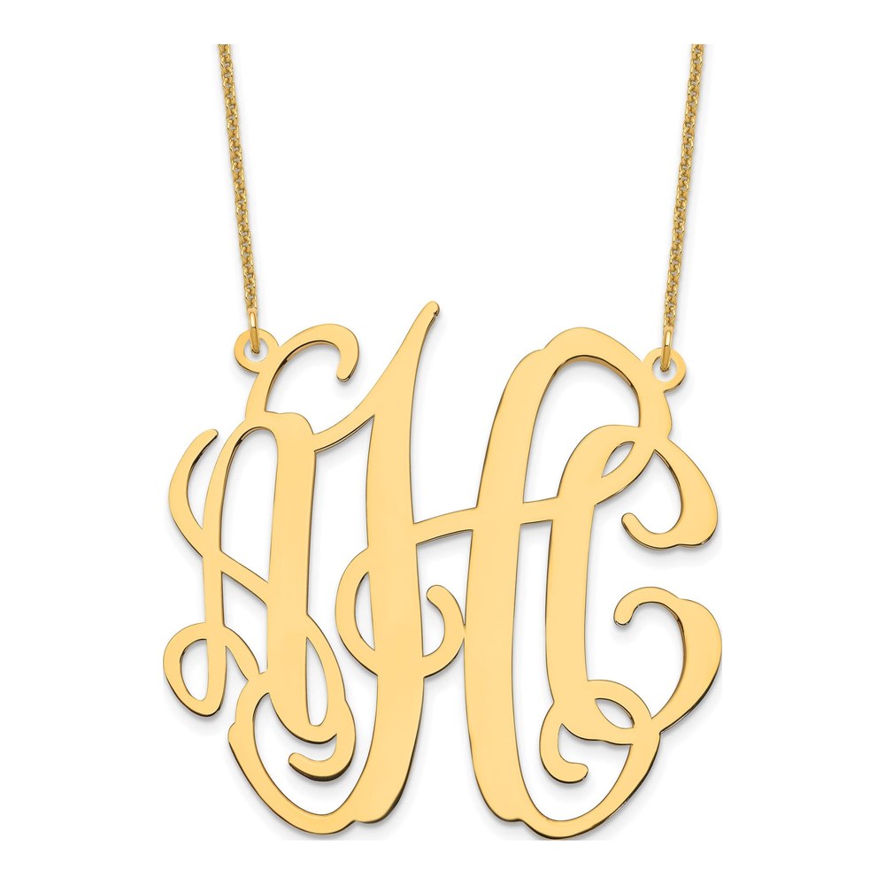 14K Yellow Gold Large Monogram Necklace, MTO
