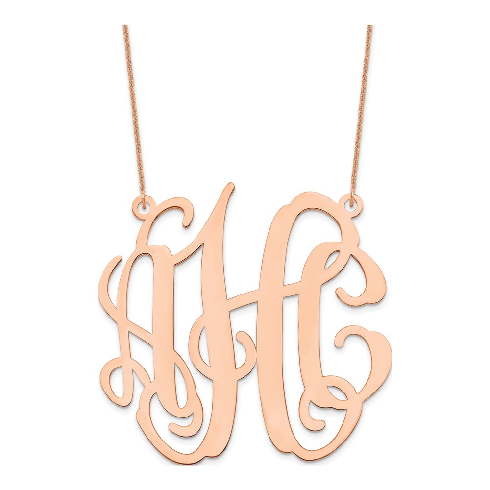 14K Rose Gold Large Monogram Necklace