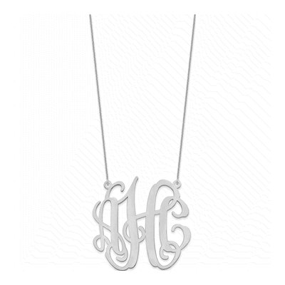 14K White Gold Large Monogram Necklace – view 2
