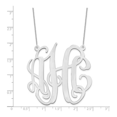 14K White Gold Large Monogram Necklace – view 3