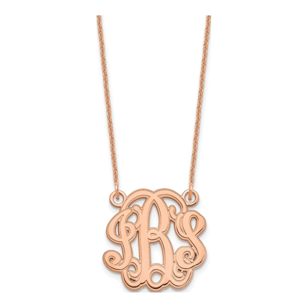14K Rose Gold Etched Monogram Necklace