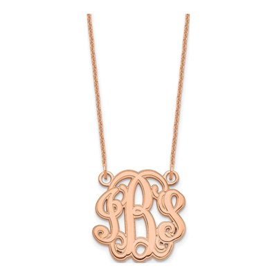 14K Rose Gold Etched Monogram Necklace
