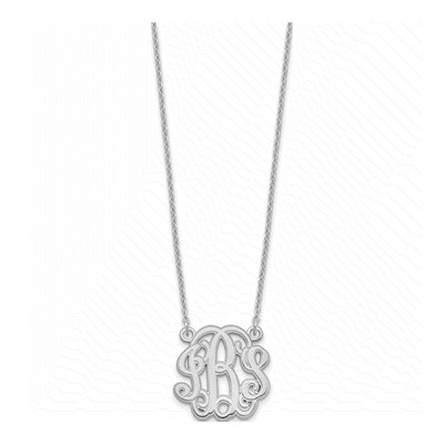 Sterling Silver Etched Monogram Necklace – view 2