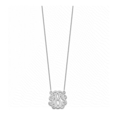 14K White Gold Etched Monogram Necklace – view 2