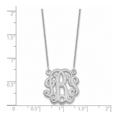 14K White Gold Etched Monogram Necklace – view 3