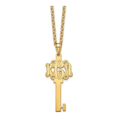 Gold-Plated Sterling Silver Personalized Key Monogram Necklace