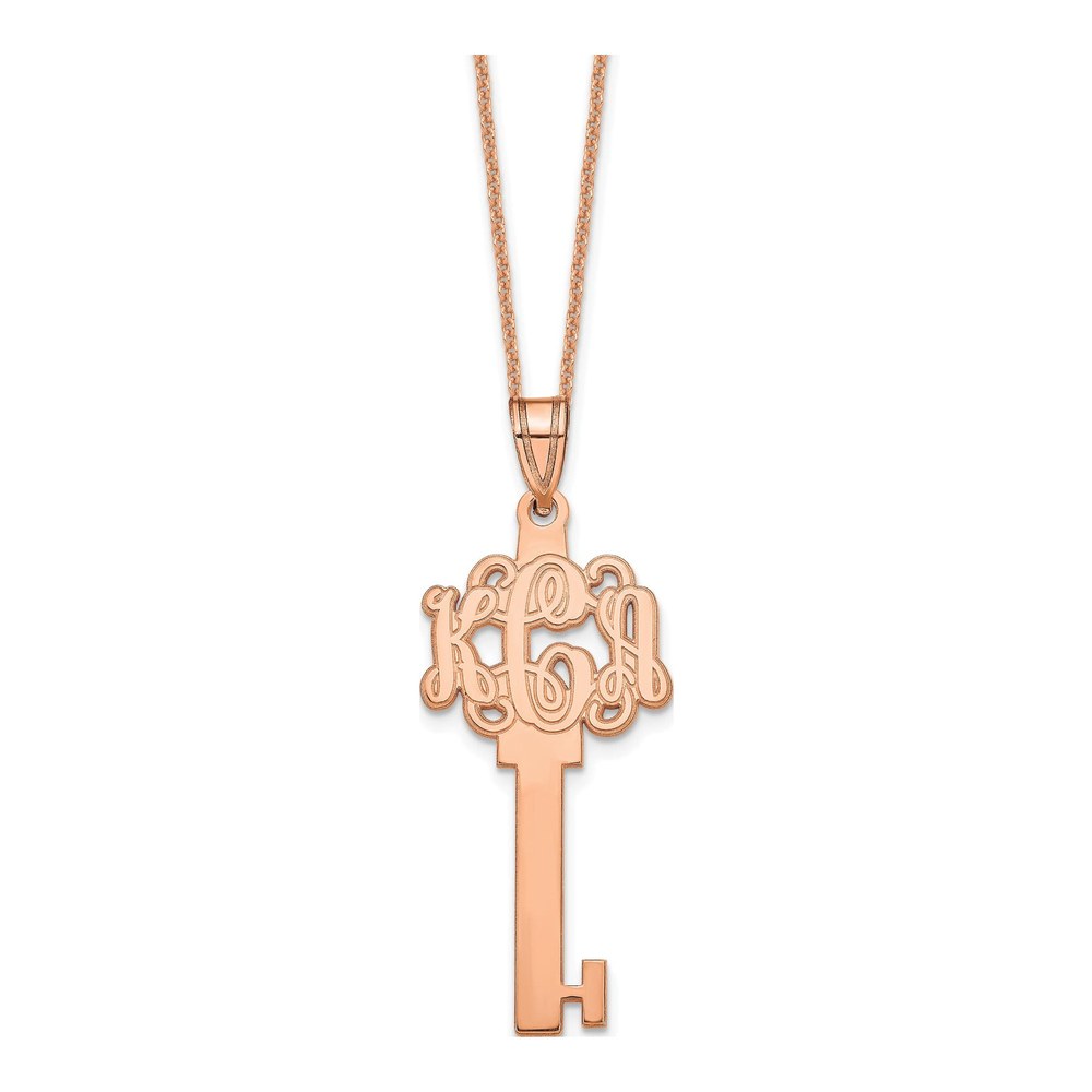 14K Rose Gold Personalized Monogram Key Necklace