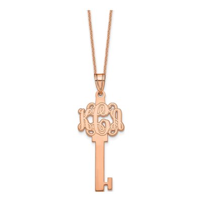 14K Rose Gold Personalized Monogram Key Necklace