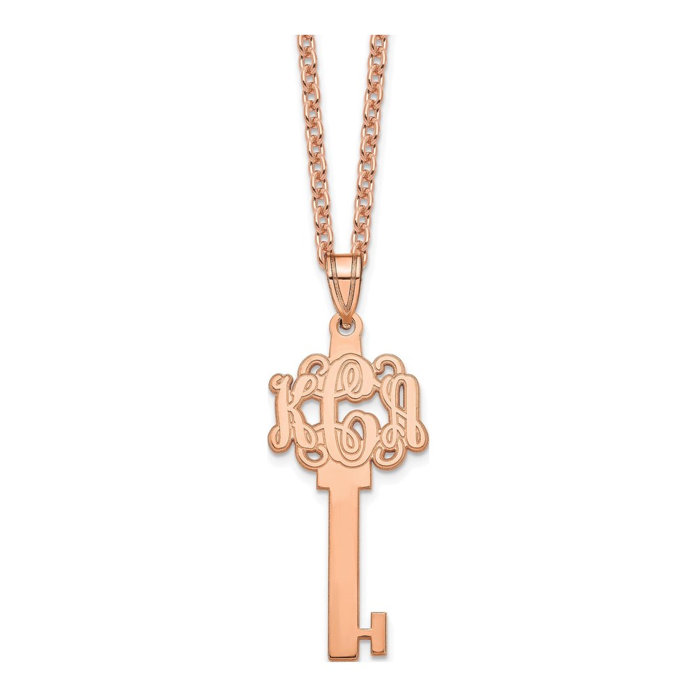 Rose Gold-Plated Sterling Silver Personalized Key Necklace