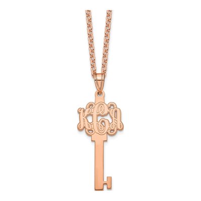 Rose Gold-Plated Sterling Silver Personalized Key Necklace