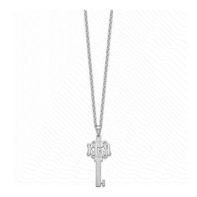 Sterling Silver Personalized Key Monogram Necklace – view 2