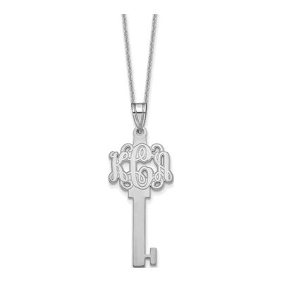 14K White Gold Personalized Key Monogram Necklace