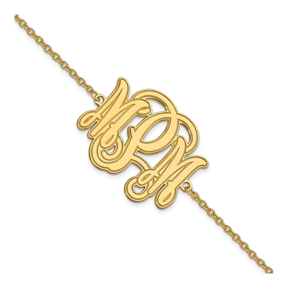 14K Yellow Gold Etched Monogram Bracelet with Lobster Clasp
