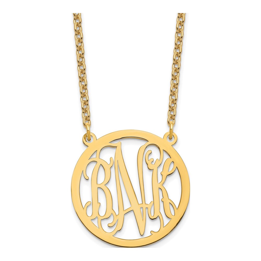 Gold-Plated Sterling Silver Personalized Round Monogram Necklace