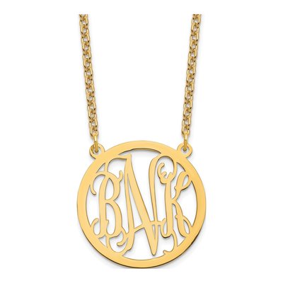 Gold-Plated Sterling Silver Personalized Round Monogram Necklace