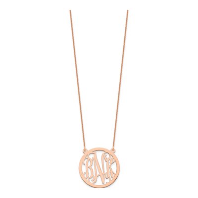 14K Rose Gold Round Monogram Necklace – view 2
