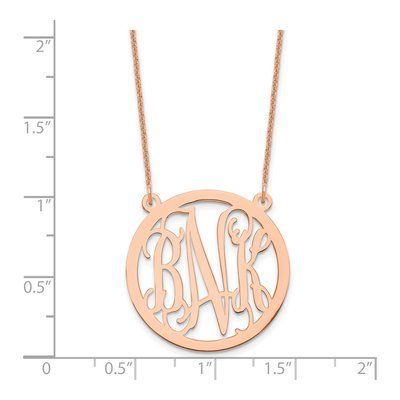 14K Rose Gold Round Monogram Necklace – view 3