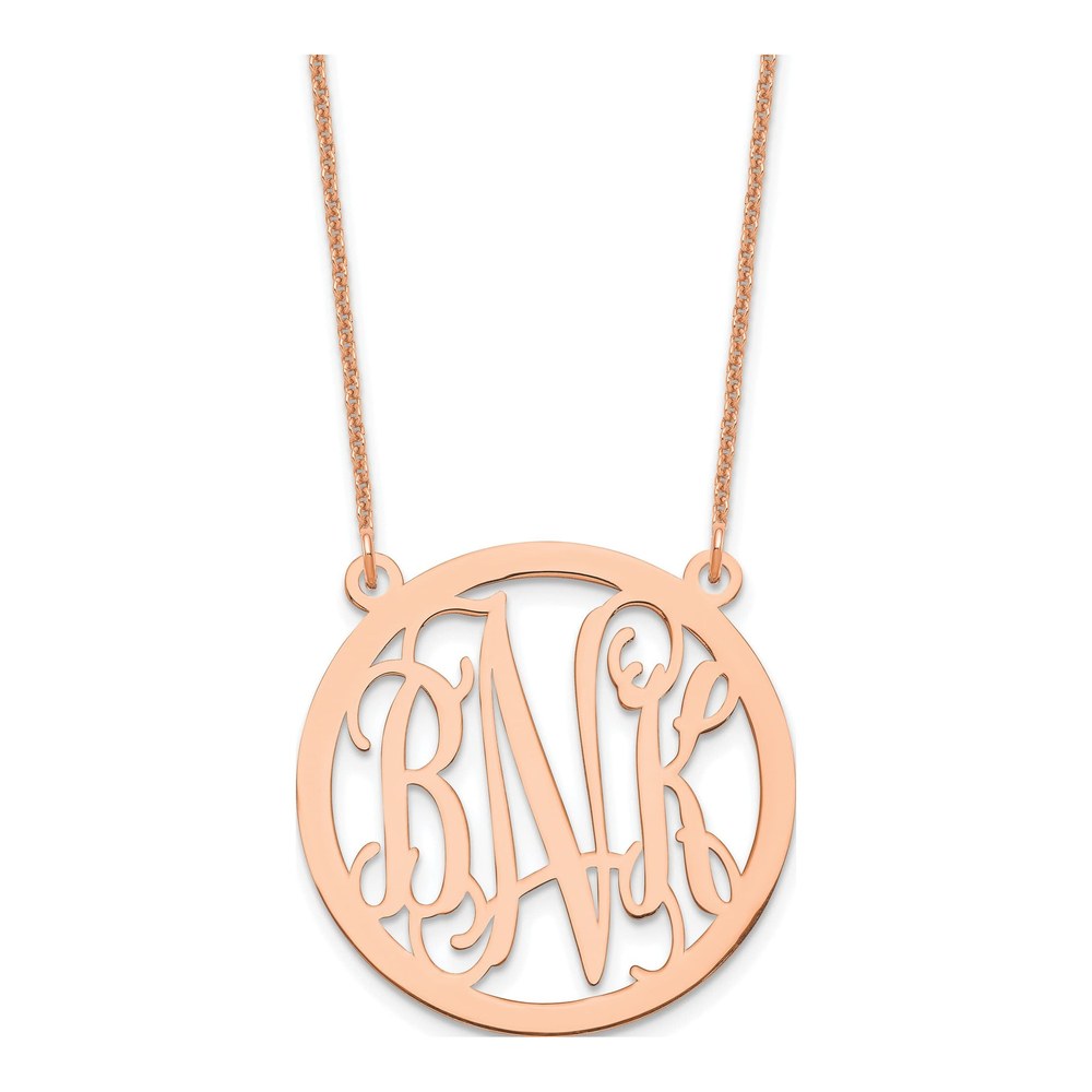 14K Rose Gold Round Monogram Necklace