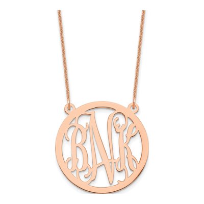 14K Rose Gold Round Monogram Necklace