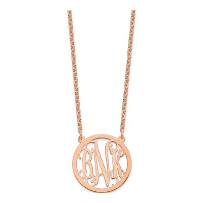 Rose Gold-Plated Sterling Silver Personalized Round Monogram Necklace – view 2