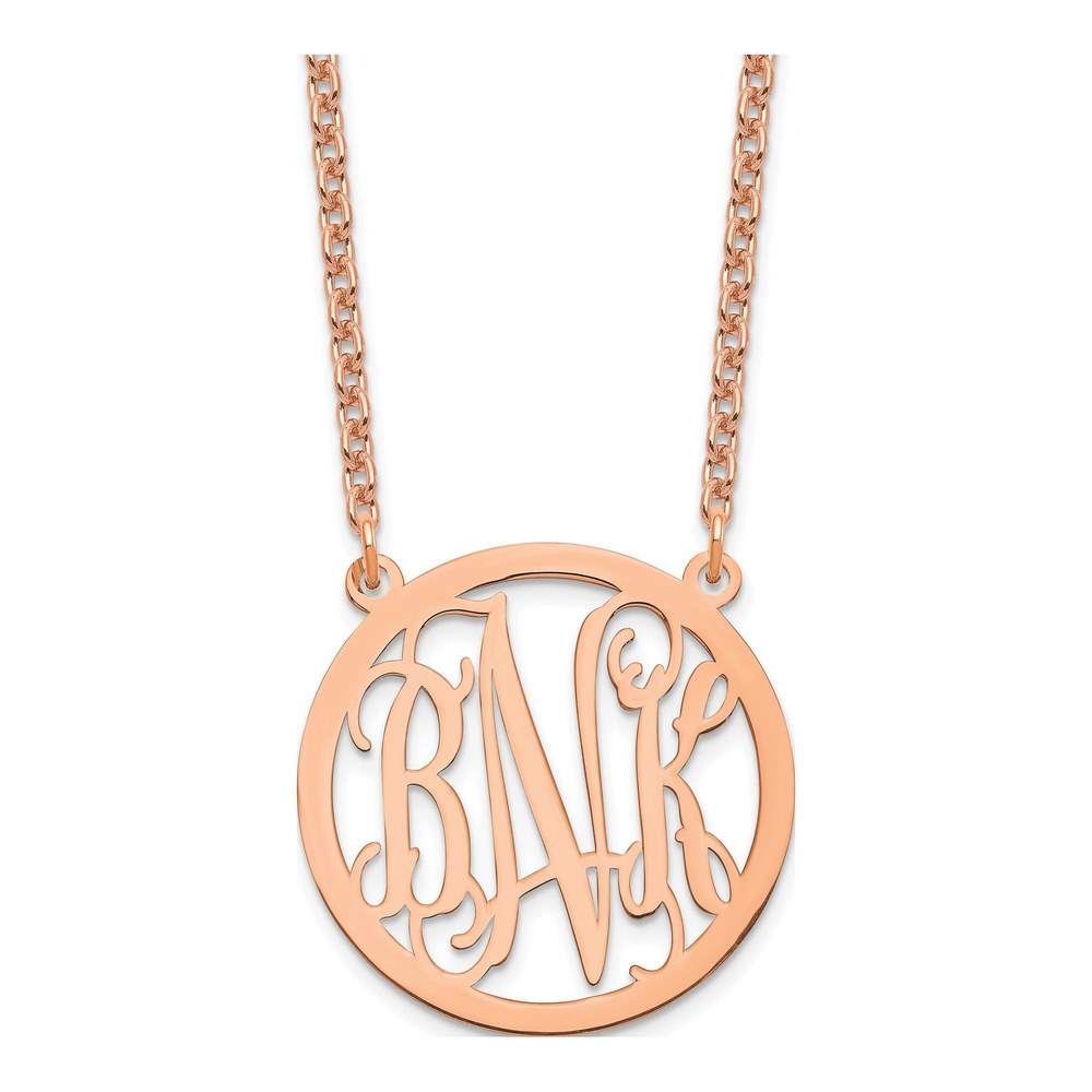 Rose Gold-Plated Sterling Silver Personalized Round Monogram Necklace