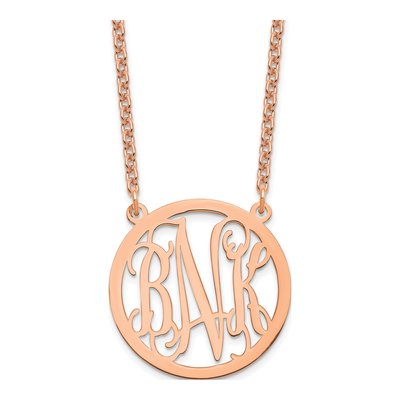 Rose Gold-Plated Sterling Silver Personalized Round Monogram Necklace