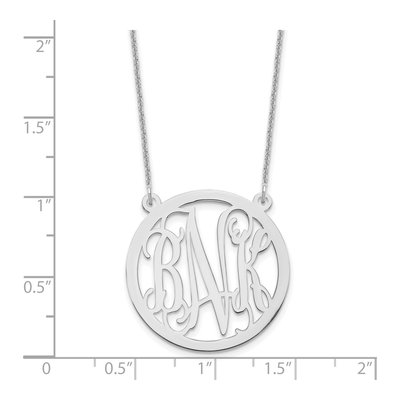 14K White Gold Round Monogram Necklace – view 3