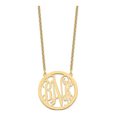 Gold-Plated Sterling Silver Large Round Monogram Pendant Necklace – view 2