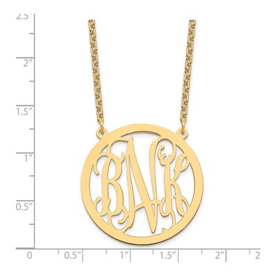 Gold-Plated Sterling Silver Large Round Monogram Pendant Necklace – view 3