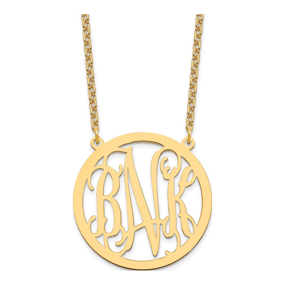 Large Round Monogram Pendant Necklace, Sterling Silver