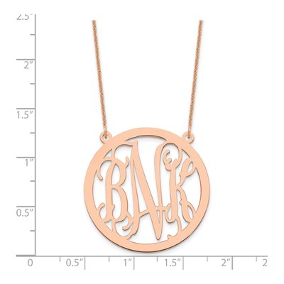 14K Rose Gold Large Round Monogram Necklace – view 2