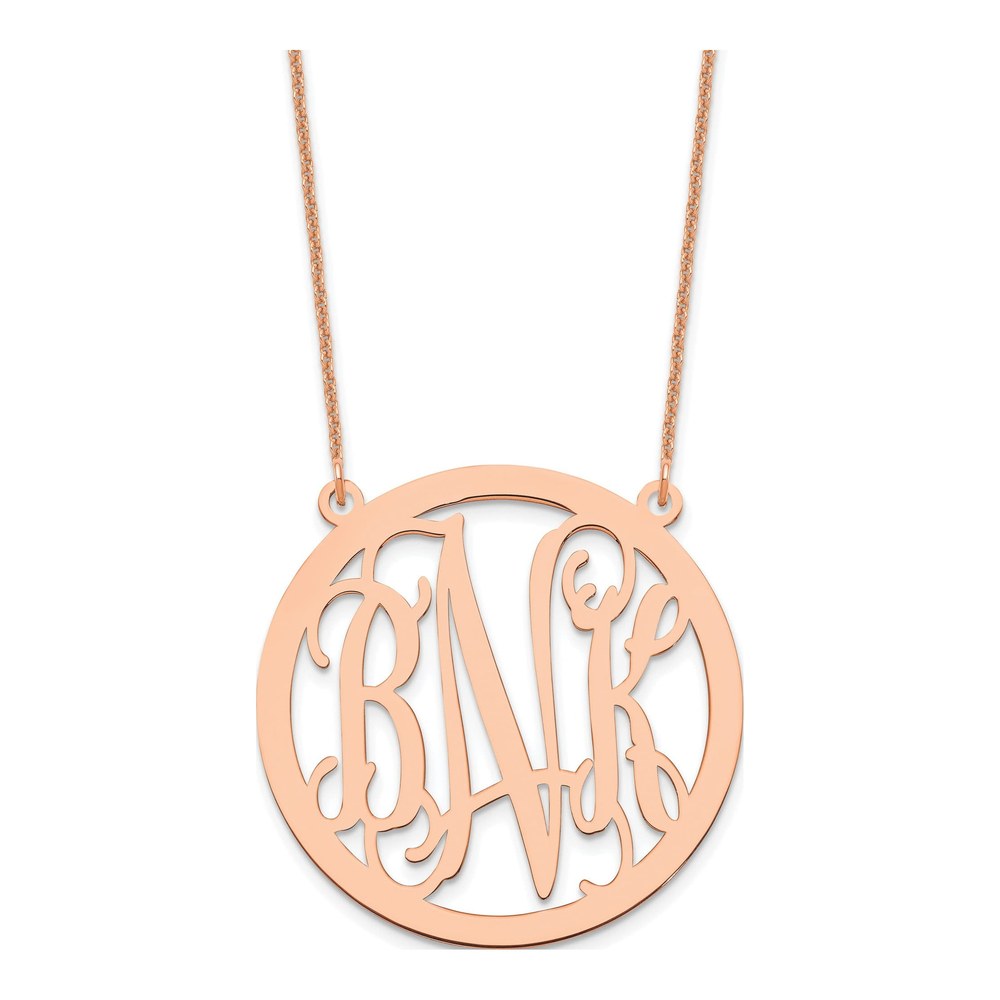 14K Rose Gold Large Round Monogram Necklace
