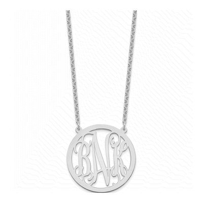 Sterling Silver Large Round Monogram Necklace – view 2