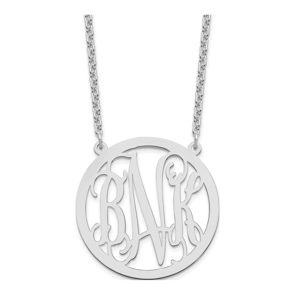 Sterling Silver Large Round Monogram Necklace