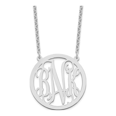 Sterling Silver Large Round Monogram Necklace