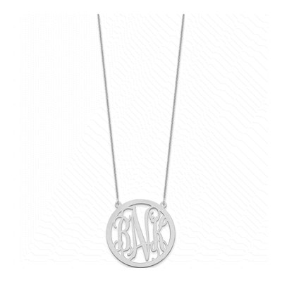 14K White Gold Large Monogram Necklace – view 2