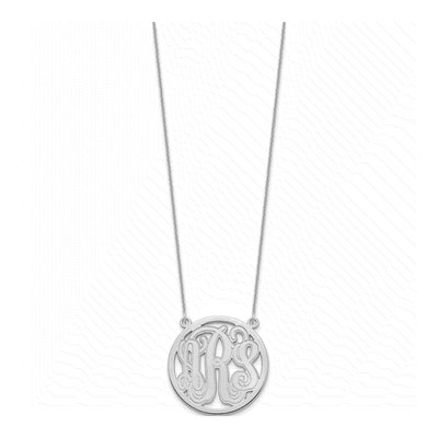 14K White Gold Etched Monogram Necklace – view 2