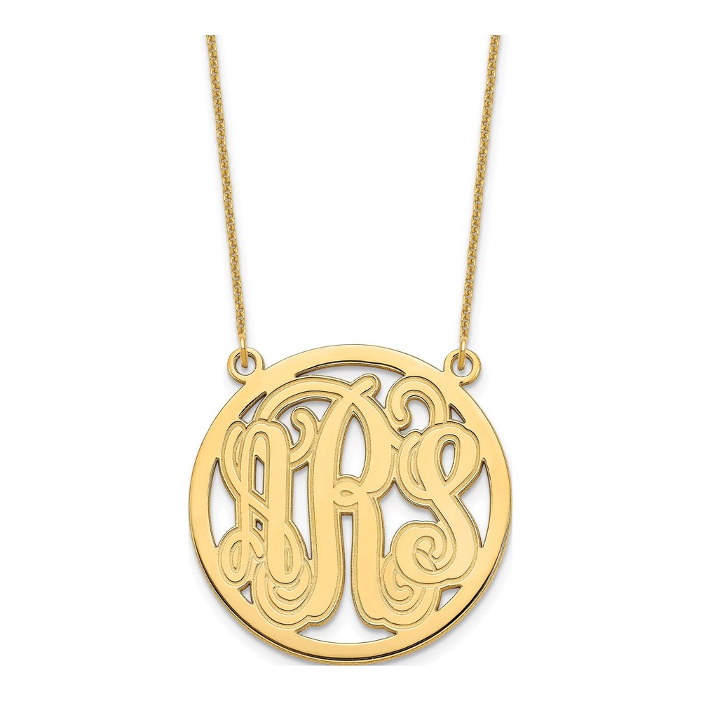 14K Yellow Gold Etched Monogram Necklace