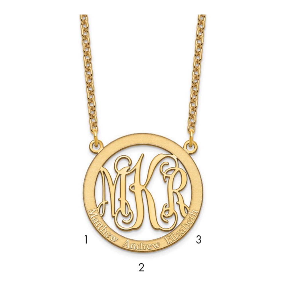 Gold-Plated Sterling Silver Personalized Family Monogram Necklace