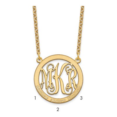 Gold-Plated Sterling Silver Personalized Family Monogram Necklace