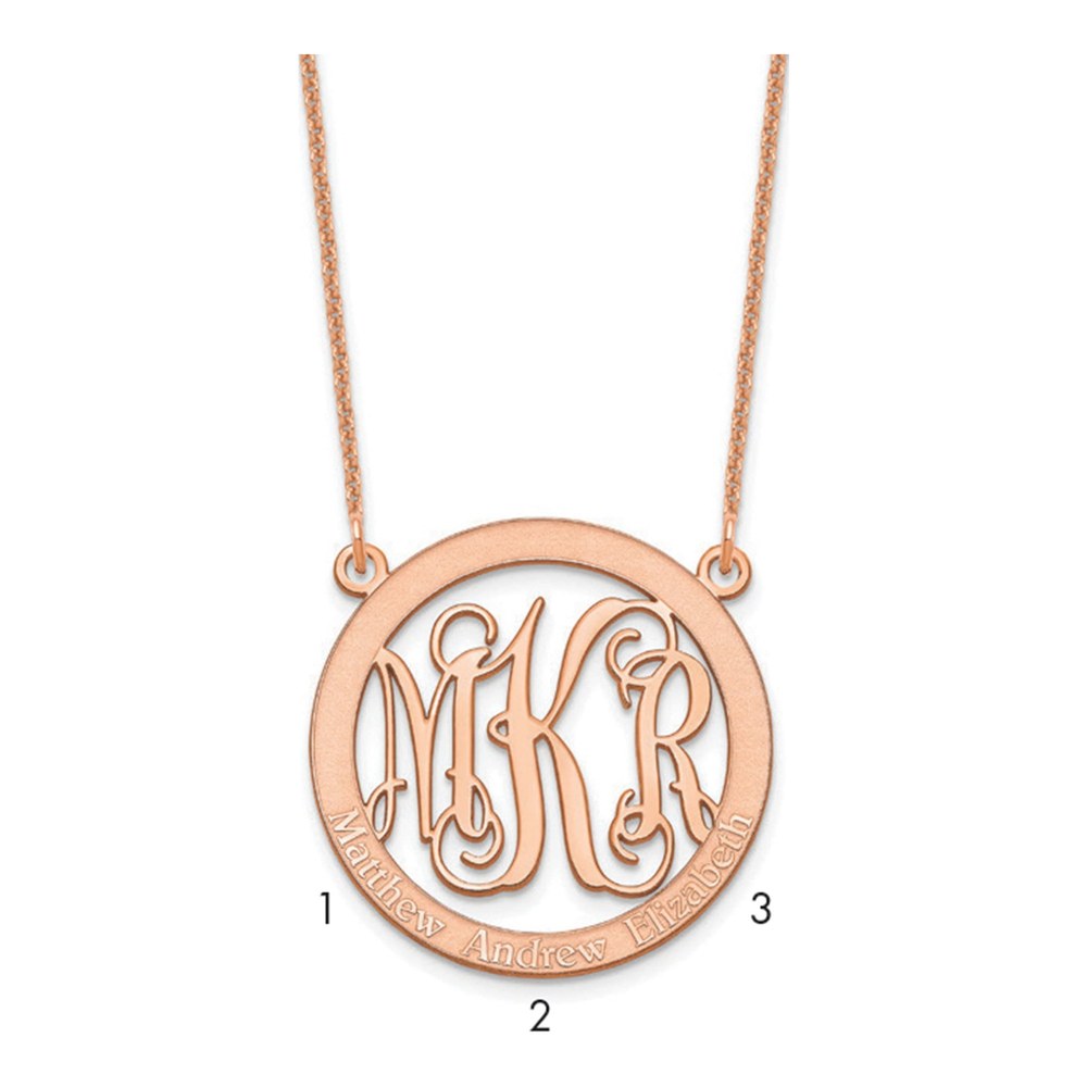 14K Rose Gold Personalized Family Monogram Necklace