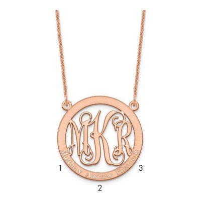 14K Rose Gold Personalized Family Monogram Necklace
