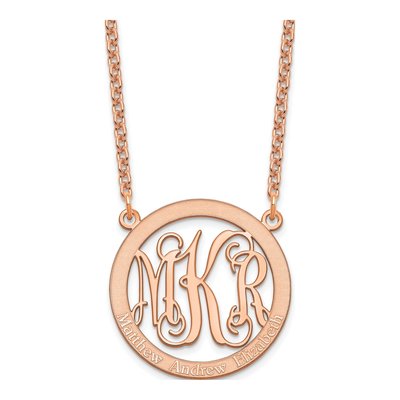 Rose Gold-Plated Sterling Silver Personalized Family Monogram Necklace – view 2