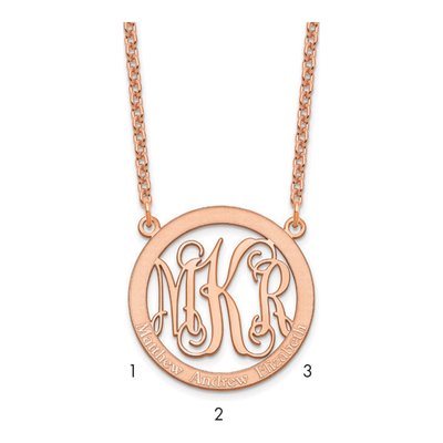 Rose Gold-Plated Sterling Silver Personalized Family Monogram Necklace