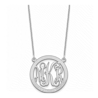 14K White Gold Small Family Monogram Necklace – view 2
