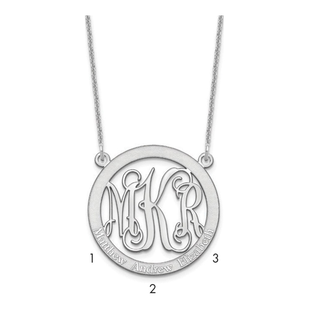 14K White Gold Small Family Monogram Necklace
