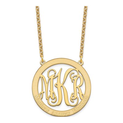 Large Family Monogram Necklace | Personalized Gold Plated – view 2