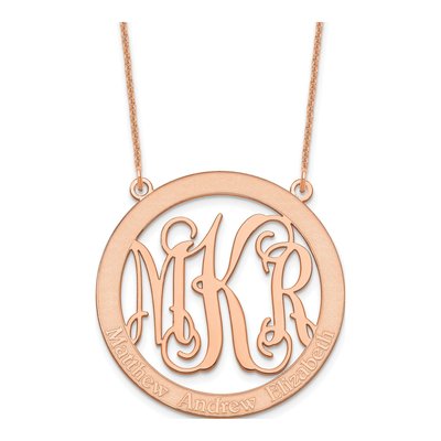 14K Rose Gold Large Family Monogram Pendant Necklace – view 2