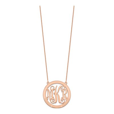 14K Rose Gold Large Family Monogram Pendant Necklace – view 3
